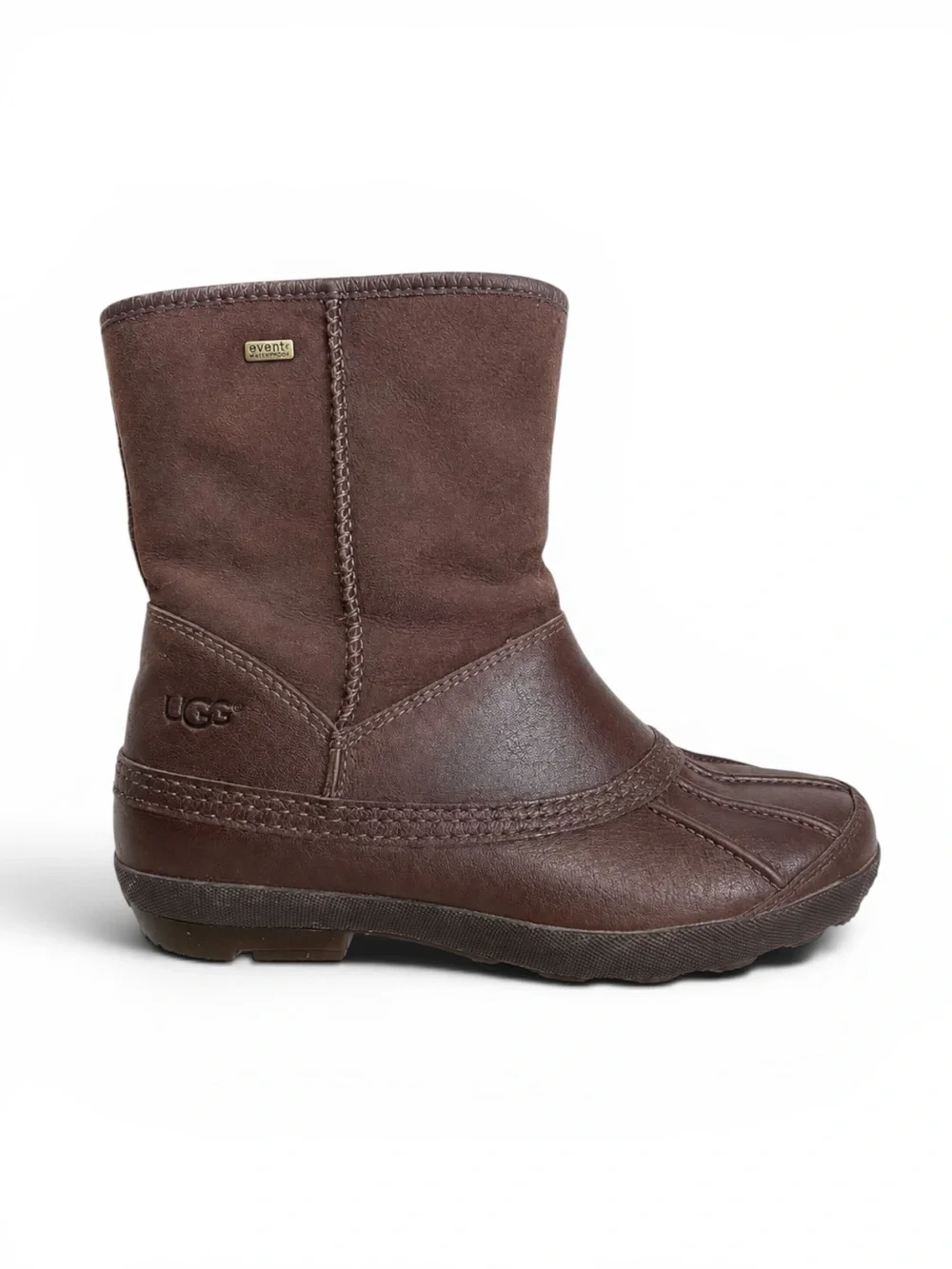 UGG Bridgeport Waterproof Leather Duck Boots Shearling Interior Brown 9